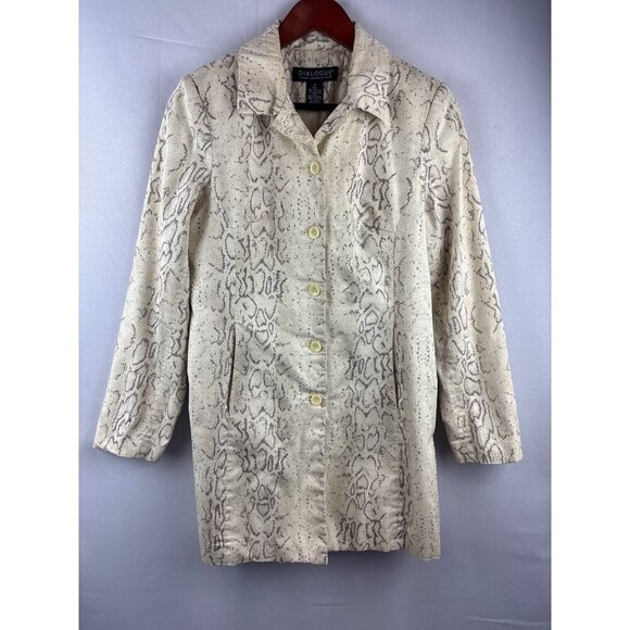 Snake Print Button-Up Jacket Dialogue Size 6 Womens Cotton & Spandex Blend - Picture 2 of 4